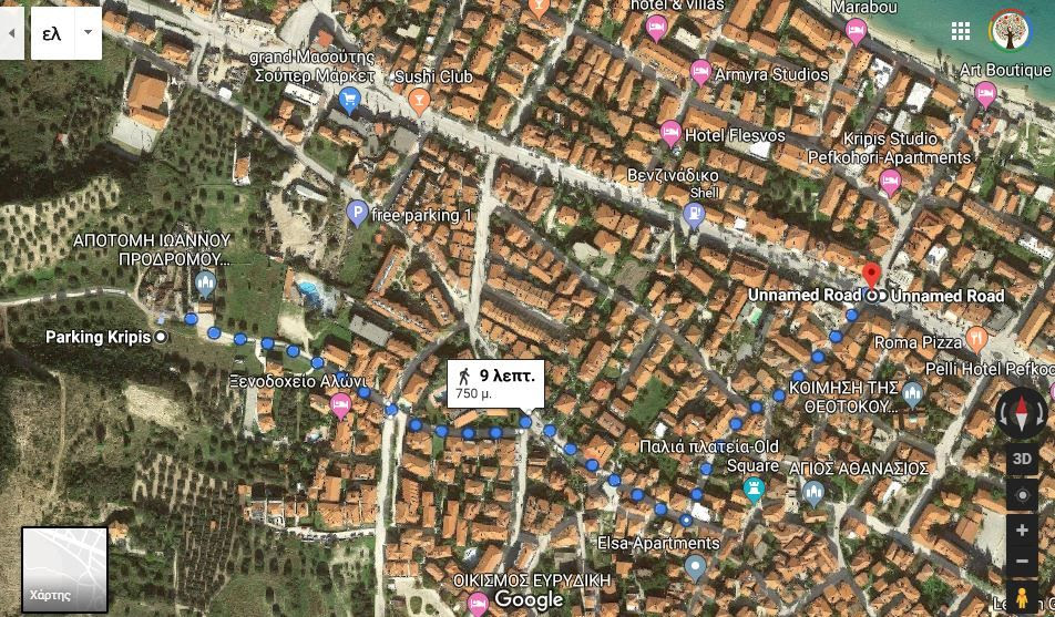 Mapa kako stići pešice do apartmana